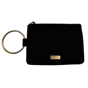 NEW Black Velour Zip Wristlet Gold Ring